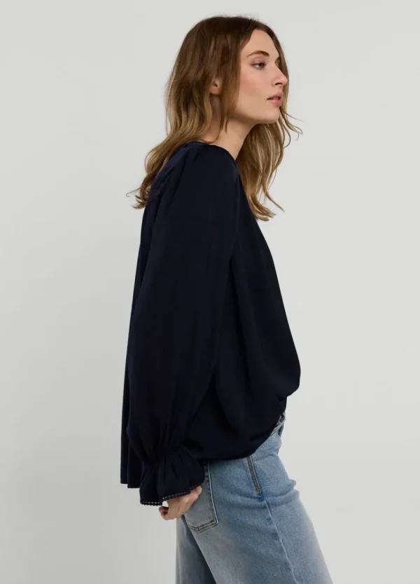 Women Summum Woman Drapey V-Neck Satin Top