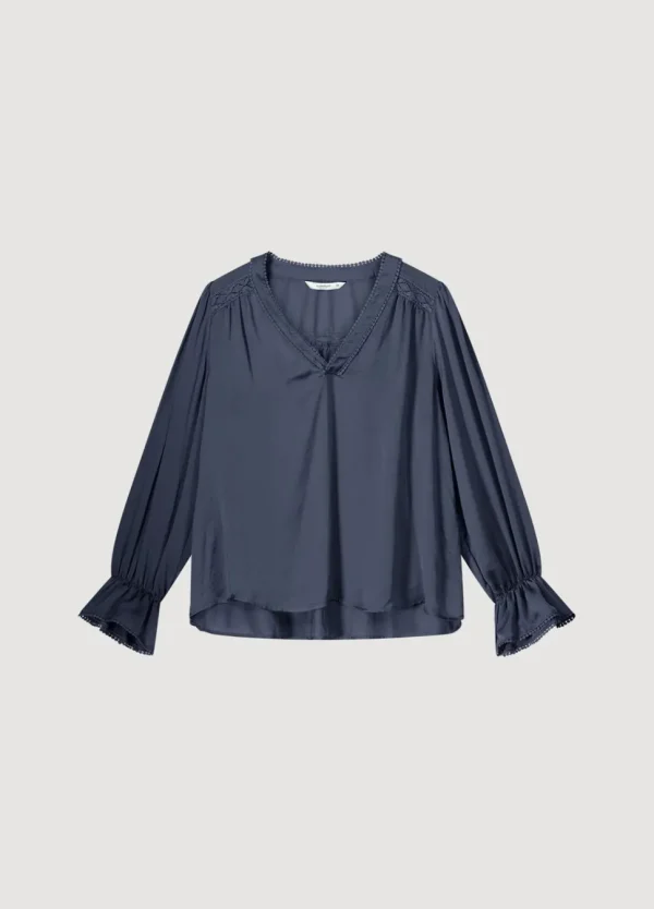 Women Summum Woman Drapey V-Neck Satin Top
