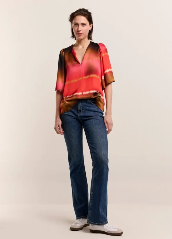 Women Summum Woman Faded Top With Butterfly Sleeves