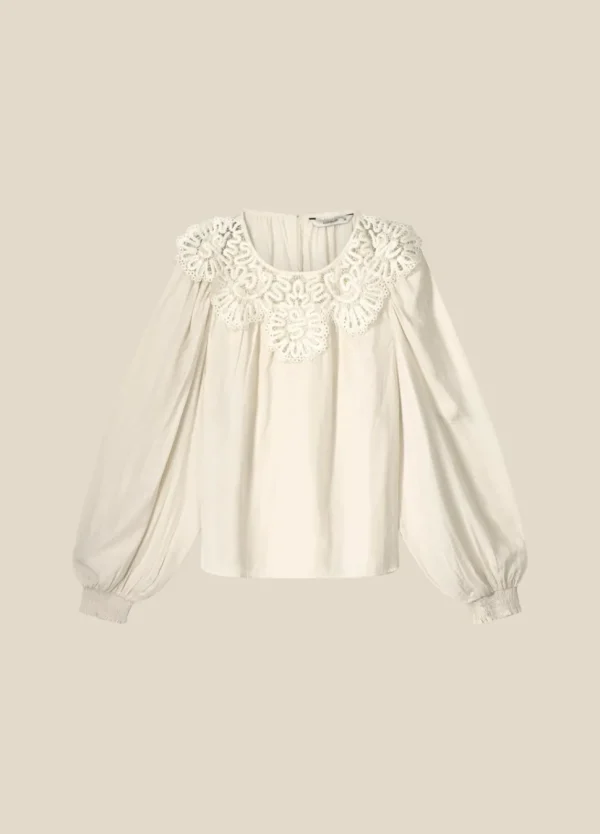 Women Summum Woman Illusion Top With Lace Neckline