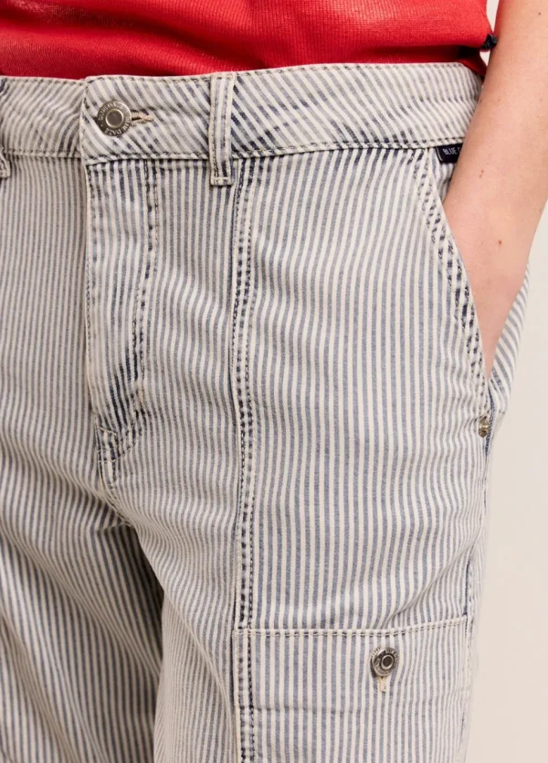Women Summum Woman Indigo Striped Denim Trousers