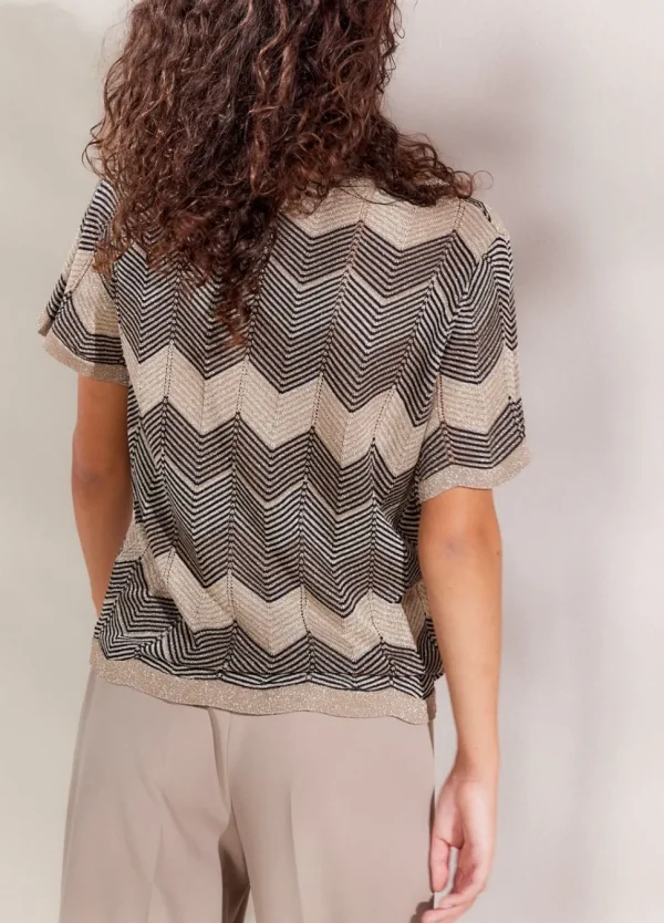 Women Summum Woman Metallic Zigzag Top