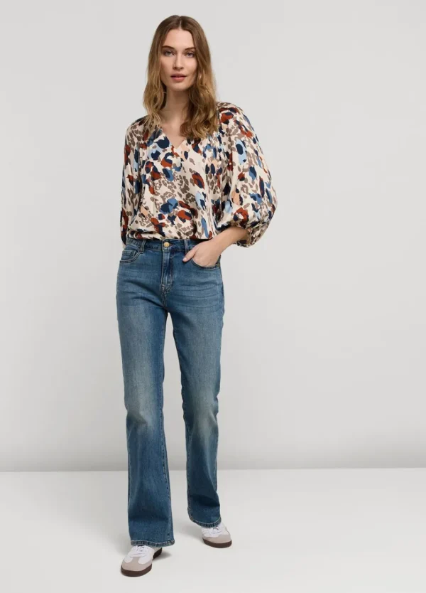 Women Summum Woman Top V-Neck Camouflage Print