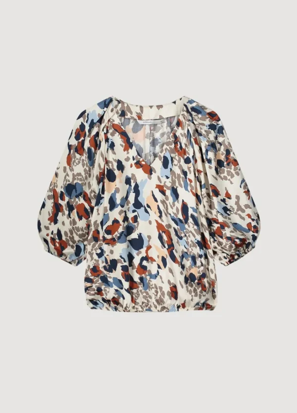 Women Summum Woman Top V-Neck Camouflage Print