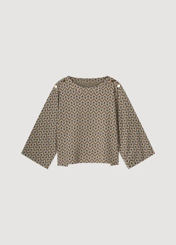 Women Summum Woman Top With Jacquard Ruffles